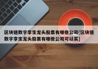 区块链数字孪生龙头股票有哪些公司[区块链数字孪生龙头股票有哪些公司可以买]